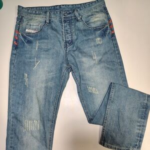 Men's Blue Distressed Jeans